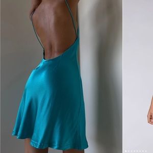 Short satin blue mini dress - super cute!